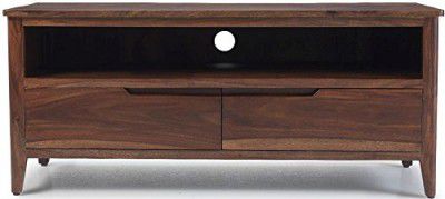 APRODZ Solid Wood Pallazo TV Unit with 2 Drawers & Shelf Storage Entertainment Unit Center Console TV Table for Living Room Furniture (Brown)