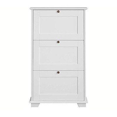 APRODZ Solid Wood Tyso Shoe Cabinet for Home Shoe Rack Organiser White Finish, Standard (sc-1)