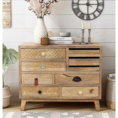 APRODZ Wooden Carved Chest of Drawers | Wooden Cabinet for Bedroom