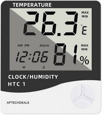APTECHDEALS HTC-1 HTC-1 Digital Hygrometer Thermometer Humidity Meter With Clock LCD Display