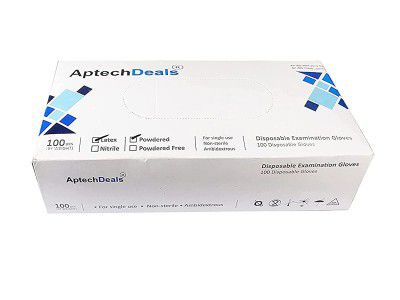 APTECHDEALS Latex Medical Examination Disposable Hand Gloves White Medium 100 Piece Latex