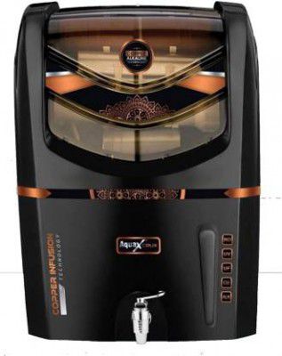 AQUA Black Crux Copper Model 12 L RO + UV + UF + Copper + TDS Control Water Purifier (Black)