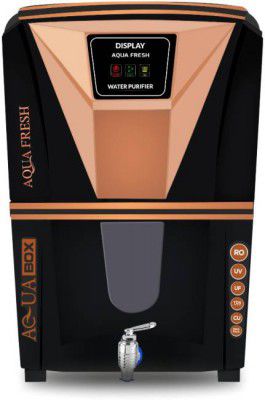 Aqua Fresh Crystal black LED COPPER+RO+UV+TDS 12 L electric borewell water purifier 12 L RO + UV + Copper Water Purifier (Black, Copper)