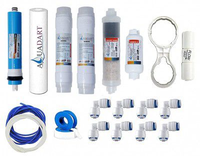 AquaDart Complete Ro Purifier Filter Service kit Of 80 GPD Membrane Water With All Accessories (1 Year Full Service kit With Mineral)