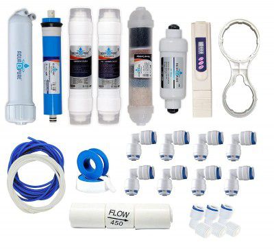Aquadpure Complete Ro Purifier Filter Service Kit of 80 GPD Membrane Water with all Accessories (Full Service KIt With 02 Inline)