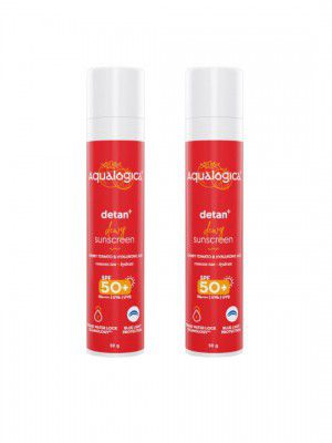 Aqualogica Set of 2 Detan+ Dewy SPF 50+ Lightweight No White Cast Sunscreen - 50 g each