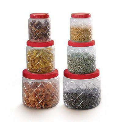 Aquaqlean Frosty Diamonds Plastic Airtight Canister Set | Food grade and BPA free canisters | Durable & Compact Design |Air tight seal & Stackable | Free from any kind of odor | Transparent Frosty Fin