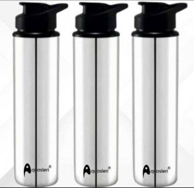 Aquasleri Sipper Bottle, Steel Water bottle combo, Water Bottle, Water Bottle For Kids,gym 900 ml Sipper  (Pack of 3, Silver, Black, Steel)