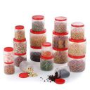 AQUAWARE Frosty Diamond Polypropylene Plastic Storage Jar and Container Set, 18 Pieces, (6 x 1100ml, 6 x 600ml, 6 x 300ml) Clear...