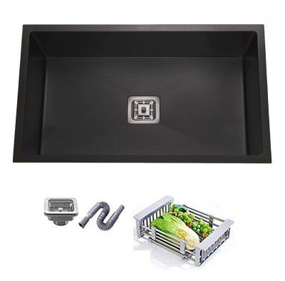 Aquieen Handmade Kitchen Sink Single Bowl 24 x18 x 10 (Black)