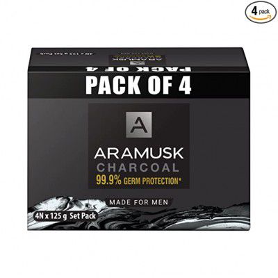 Aramusk Charcoal Soap, 125 g (Pack of 4)