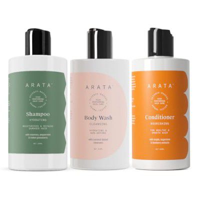 Arata Natural Deep Hydration Combo Therapy with Hydrating Shampoo, Body Wash & Conditioner (300 ML Each) | All-Natural, Vegan & Cruelty-Free | Intensely Nourished Hair & Non-Toxic Skincare