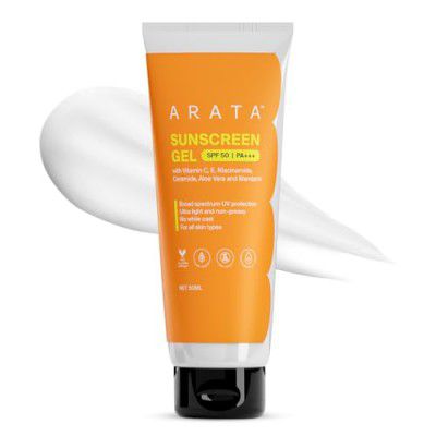 Arata Sunscreen Gel | SPF 50, PA+++ | Broad Spectrum UV Protection | 50ML