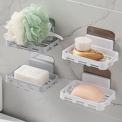 Arawaza Soap holder 4 Pack Soap Holder for Bathroom, Soap Dish, Soap Stand for Bathroom, Soap Holder for Wall, soap case for Kitchen, Bathroom Accessories, Clearance Store, Kitchen Accessories Items