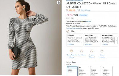 ARBITER COLLECTION Women Mini Dress (73_Check_)