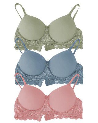 Arc de Shapes-Lightly Padded, Versatile Bralette with Two-Hook Closure Everyday Bra for Women's Pack of Combo (COLOR MAY BE VARY)