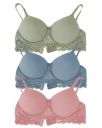 Arc de Shapes-Lightly Padded, Versatile Bralette with Two-Hook Closure Everyday Bra for Women's Pack of Combo (COLOR MAY BE VARY)...