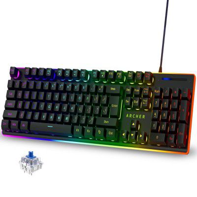 Archer Tech Lab Mechanical Gaming Keyboard with Clicky Responsive Outemu Blue Switches (Astra G100-Black)