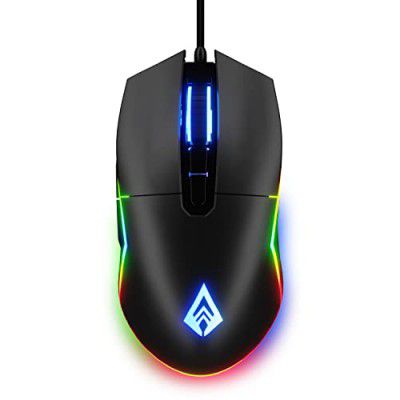 Archer Tech Lab Recurve 500 Wired Gaming Mouse with 8000 DPI and 7 Buttons, 6 Mode RGB, Gaming Sensor, 10mn HUYU Switchs with Ergonomic Design, Compatible with PC/Mac - Black