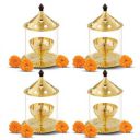 ARCHIES Akhand Diya Brass Metal Diyas | Pooja Diya for House, Office, Mandir Small (Pack of 4) -AKDMT06A77...
