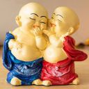 ARCHIES Buddha Idol Statue Bookend for Home Decor, Decoration Gift, Gifting Items Multicolor | Living Room, Laughing Buddha Monk Set - ARK-270...