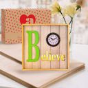 ARCHIES Clocks Believe Clock Analog Table Clocks Desk Top Wall Hanging Facility Led On/Off Light Silent Non Ticking Quartz Movement (31 X 3 5 X 31 cm Grey Wood)...