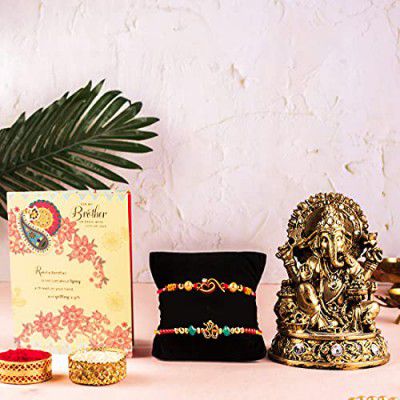 Archies Rakhi for Brother on Rakshabandhan | Ganesha Idol Combo Set with 2 Special Rakhi AR-IDOL142