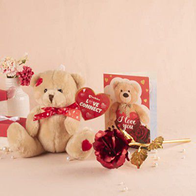 ARCHIES VALST10 Artificial Rose & Card Gift for Girlfriend, Boyfriend, Lover, Couples, Husband, Wife | Birthday | Valentines Day | Anniversary