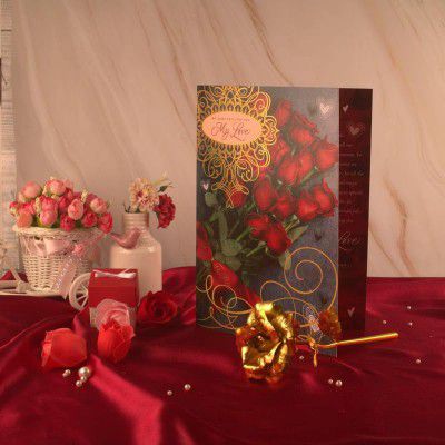 ARCHIES VLGR20 Valentine Gift Golden Rose & Card Gift for Girlfriend, Boyfriend, Lover, Couples, Husband, Wife | Birthday | Valentines Day | Anniversary