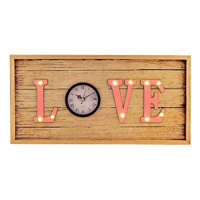 ARCHIES® Wall Clock Design Decorative in MDF Wood for Craft with LED Lights for Decoration, Table/Wall Décor