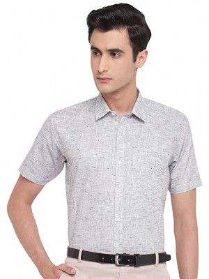 Arihant GHPC Plain Solid Cotton Linen Half Sleeves Regular Fit Formal Shirt for Men