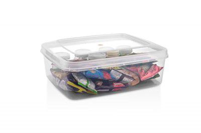 Aristo 333 Kitty Plastic Container for Home Storage, Staionery Transparent 1150ml -Set Of 12