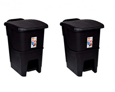 Aristo Plastic Biomedical Waste dustbin with Step-On Pedal 12 LTR (BLACK & BLACK) Combo
