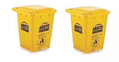 ARISTO Plastic Pedal Garbage Waste Dustbin 45 LTR YELLOW/YELLOW | Pack of 2