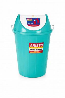 ARISTO Plastic Swing-Lid Garbage Waste Dustbin 32 L, (Green)
