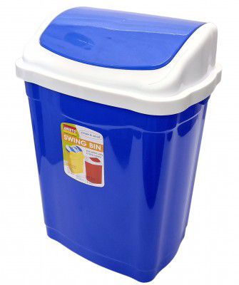 ARISTO Plastic Swing Lid Small Dustbin, (28 L, Standard Size, Blue), (34.5 x 26.2 x 49.5 cm)
