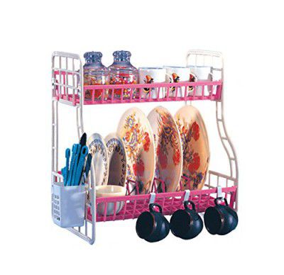 ARISTO Small Tiered Shelf Kitchen Racks Plastic, Vegetable Basket Stand (Color May Vary, 2 Layer), (30 X 45 X 40) Cm