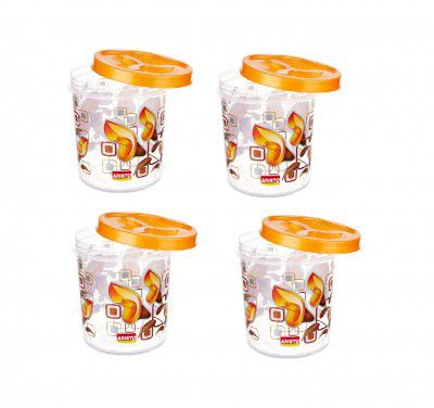 Aristo Store Queen666 Air-Tight Storage Container For Kitchen, Plastic Jar For Storing Spices, Snacks, Grains, Dals SET OF 4-3400 ml,Tranparent