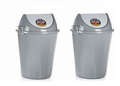 ARISTO Swing Lid Dustbin with Metal Side Handle 60 LTR Grey//Grey (COMBO)