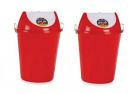ARISTO Swing Lid Dustbin with Metal Side Handle 32 ltr Red/Red (COMBO)...