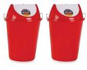 ARISTO Swing Lid Garbage Waste Dustbin with Metal Side Handle 80 ltr RED/RED PACK OF 2...
