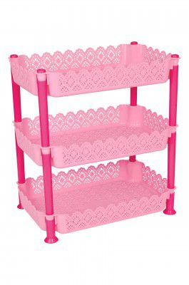 ARISTO Vertex 3 Layer Plastic Rack for Kitchen, Offices, Home, Hospitals, Schools, Doctors, Beauty Parlour, Saloons, Pink Color