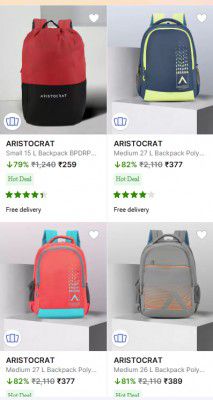 Flipkart: Upto 84% OFF ON Aristocrat Backpacks | Start at Rs 329