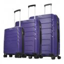 Aristocrat Chroma Set of 3 Hard Luggage (55+65+75cm) | Cabin, Medium and Large Check-in Luggage | Robust Construction with Strong Wheels, Rust-Free Trolley, Secured Zip and Combination Lock | Purple...