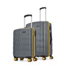 Aristocrat Comet Grey Set of 2 Small & Medium Hard 56 & 66cm Trolley Bag with Smooth 8-Wheel...