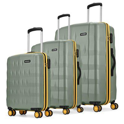 Aristocrat Comet Set of 3 Trolley Bag 56, 66 & 76cm | Small+Medium+Large | Hard Luggage (Green)