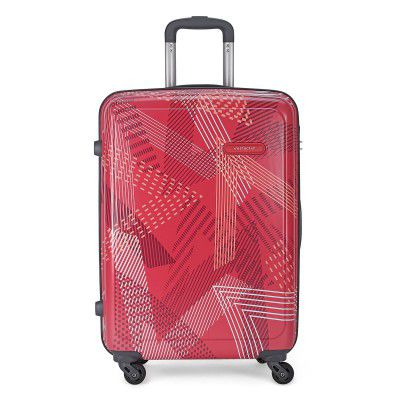 Aristocrat Dual Edge 75cm Polycarbonate & Polypropylene Printed Hardsided Large Luggage 4W Red Strolley