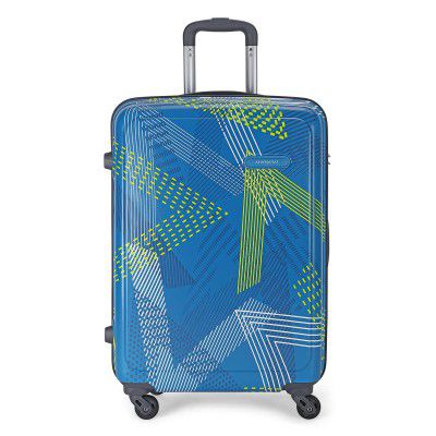 Aristocrat Dual Edge 75cm Polycarbonate & Polypropylene Printed Hardsided Large Luggage 4W Teal Blue Strolley