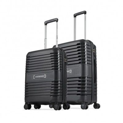 Aristocrat Harbour Set of 2 Trolley Bag 55, 66 cm | Small+Medium | 7-Year Warranty - Unisex (Black)