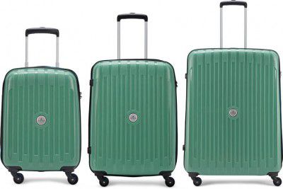 ARISTOCRAT Hard Body Set of 3 Luggage 4 Wheels - Armstrong 3P Set (Cabin+Medium+Large) - Trolley Bag - Green